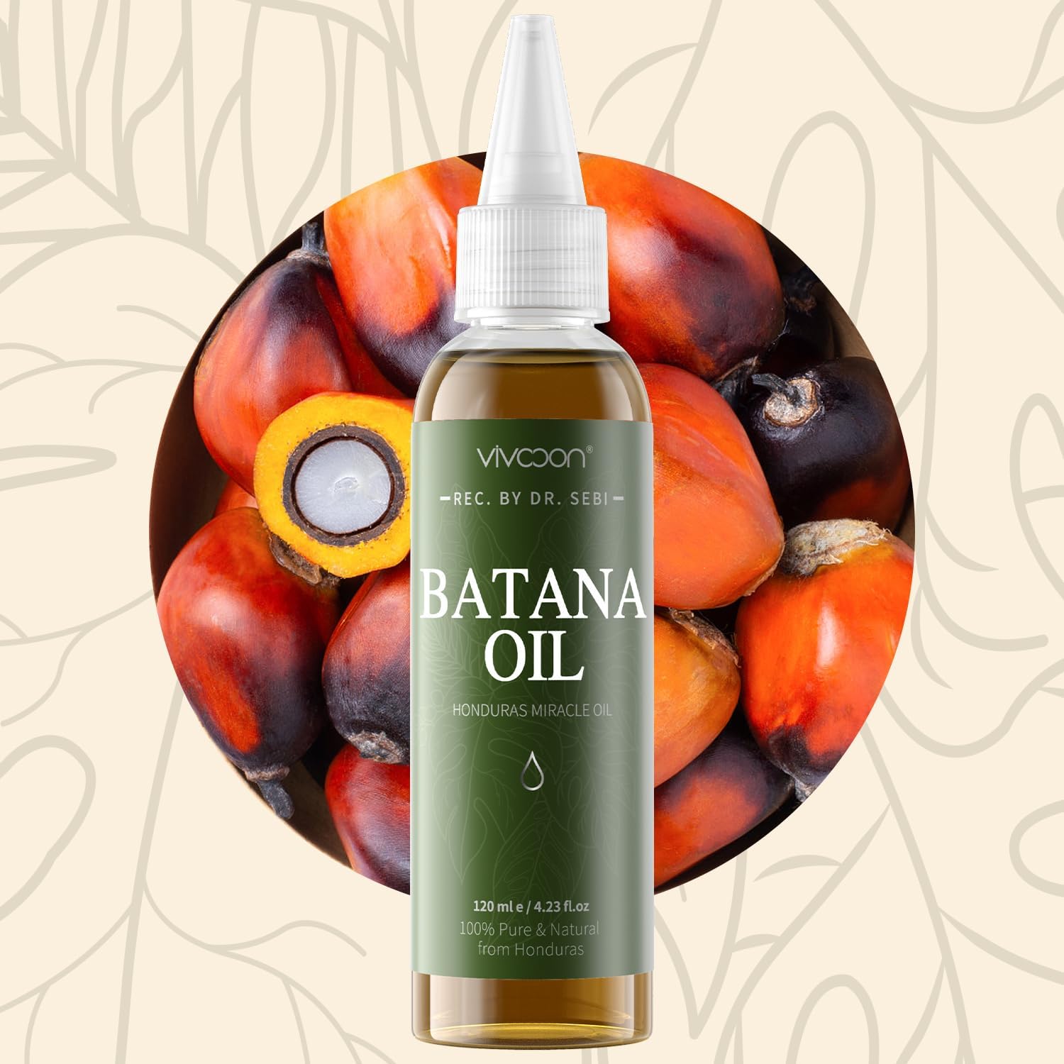 Golden-hued Vivccon Batana Oil bottle for daily use.