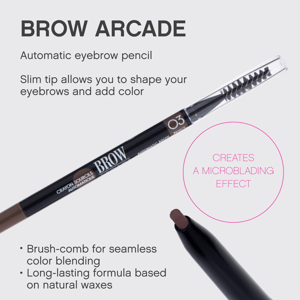 Vivienne Sabó Brow Arcade pencil with spoolie end for shaping and blending.