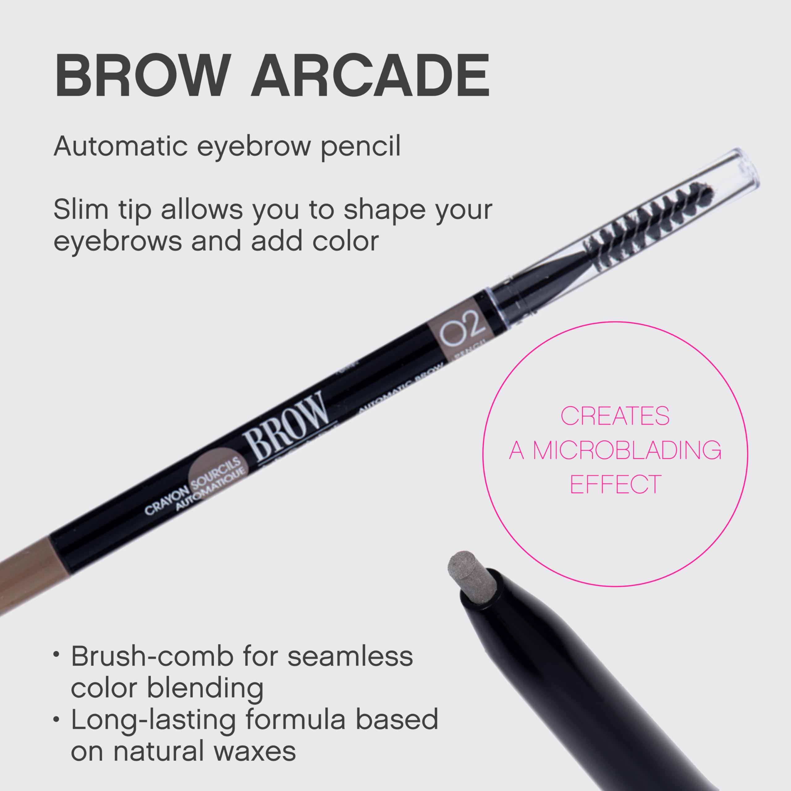 Vivienne Sabó Brow Arcade spoolie brush end for blending and grooming.