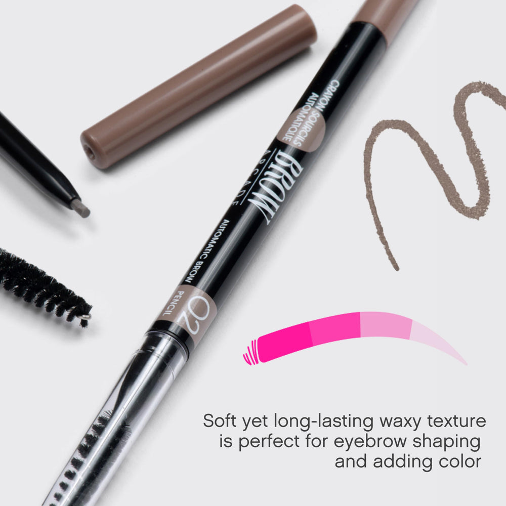 Vivienne Sabó Brow Arcade Chocolate Brown shade swatches for warm brows.