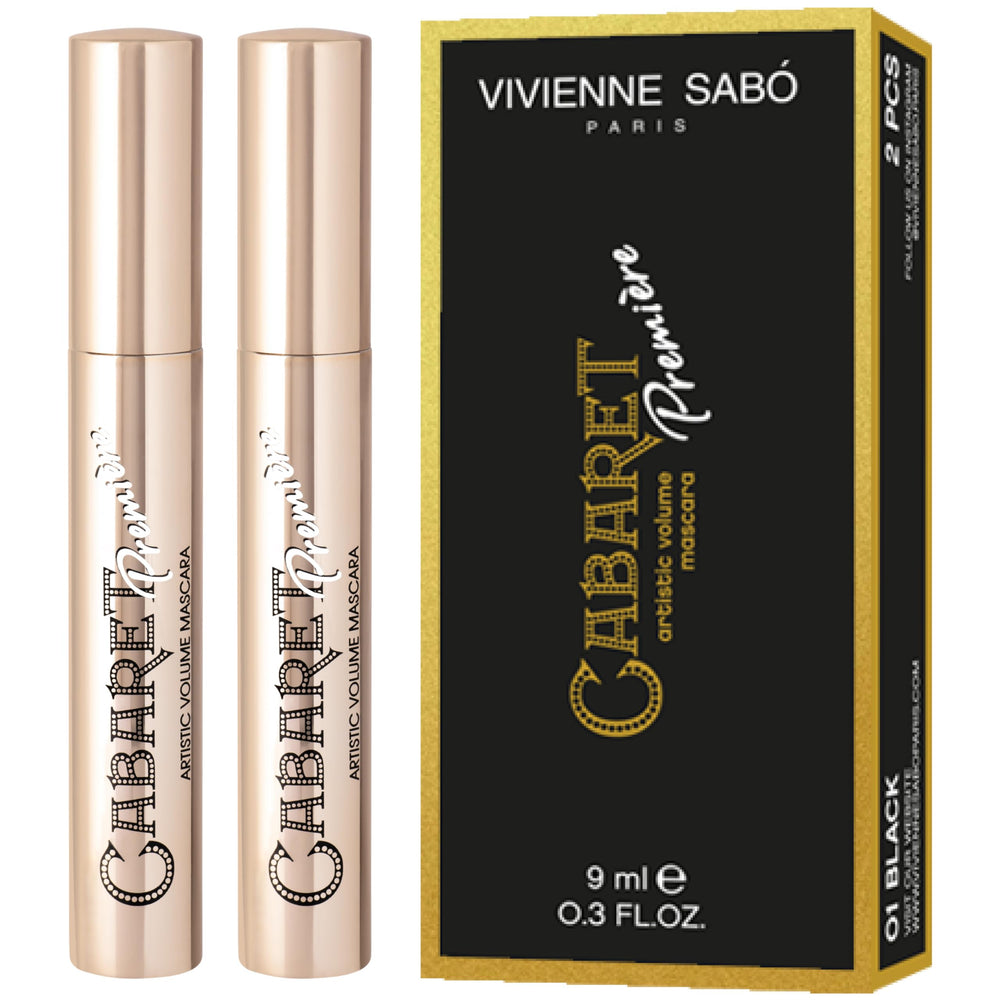 Vivienne Sabó Cabaret Premiere Black Mascara bottle emphasizes sleek packaging and bold lashes.