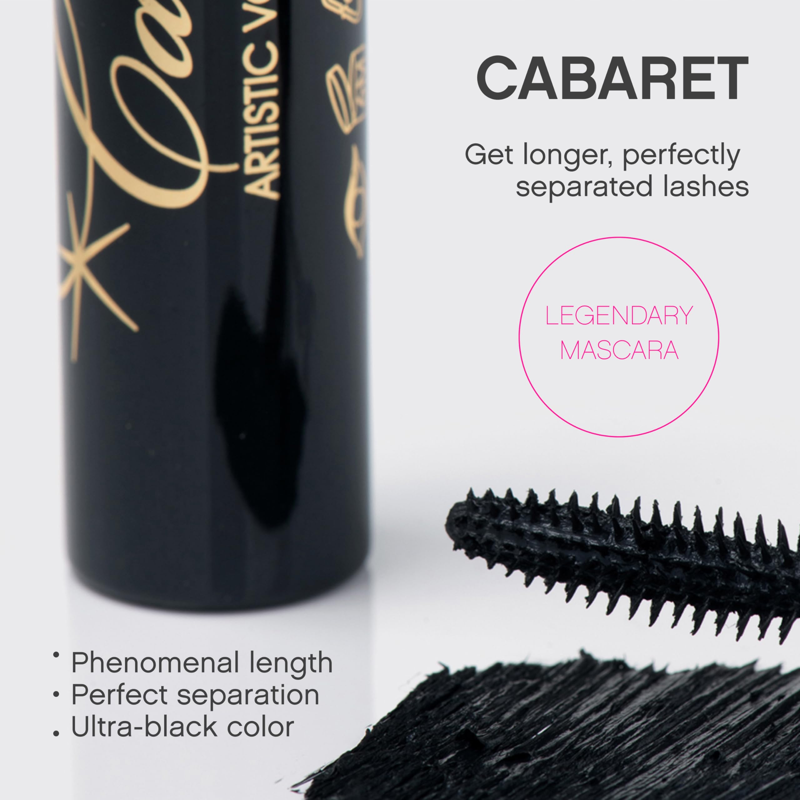Vivienne Sabó Mascara Cabaret brush close-up shows effortless glide for daily use.