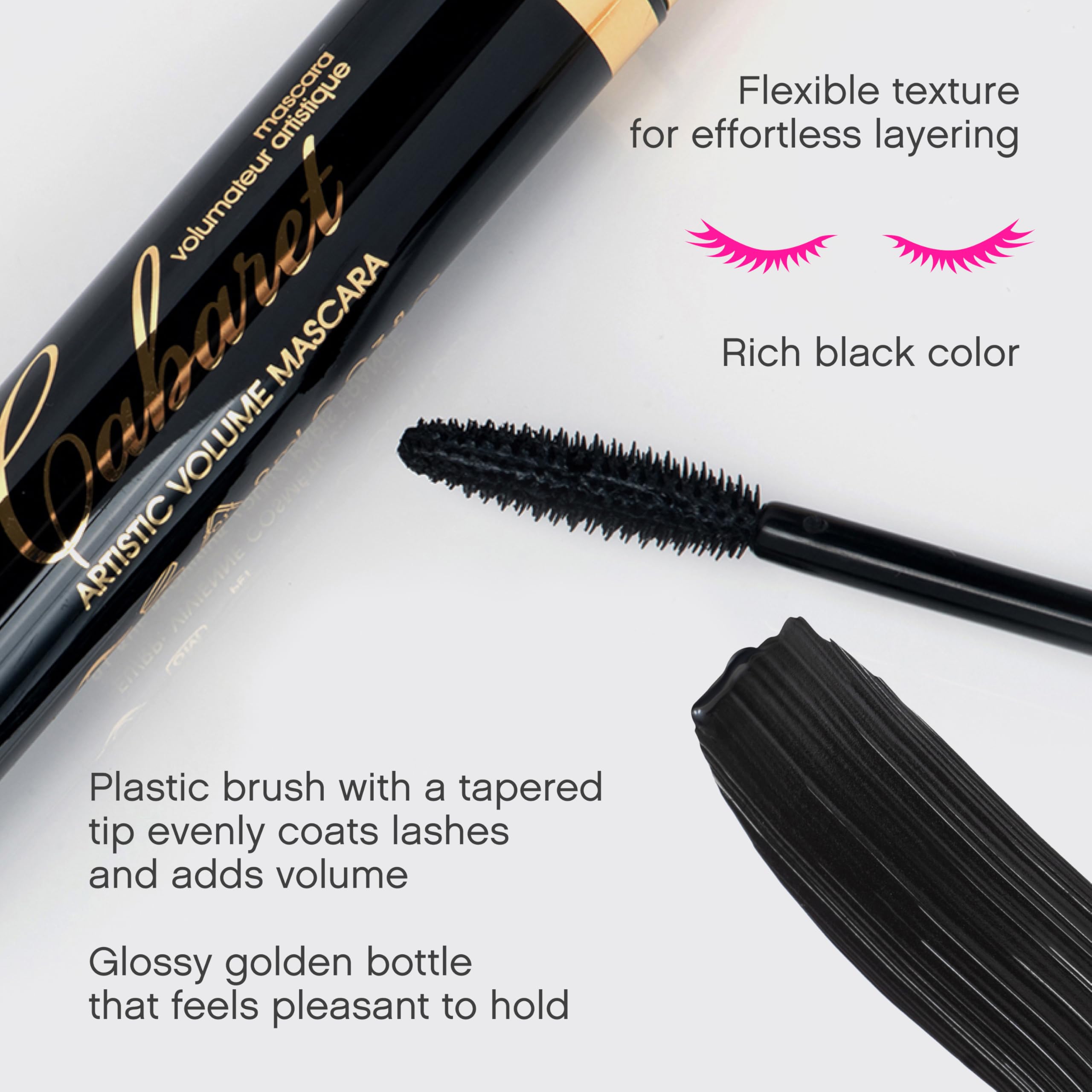 Vivienne Sabó Mascara Cabaret lashes after close-up show added volume and length.