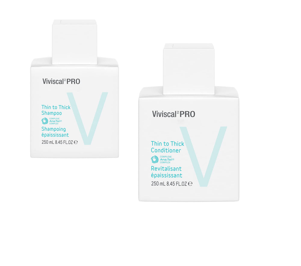 Viviscal thin to thick shampoo bottle label highlighting 8.45 fl oz design for fuller-looking hair