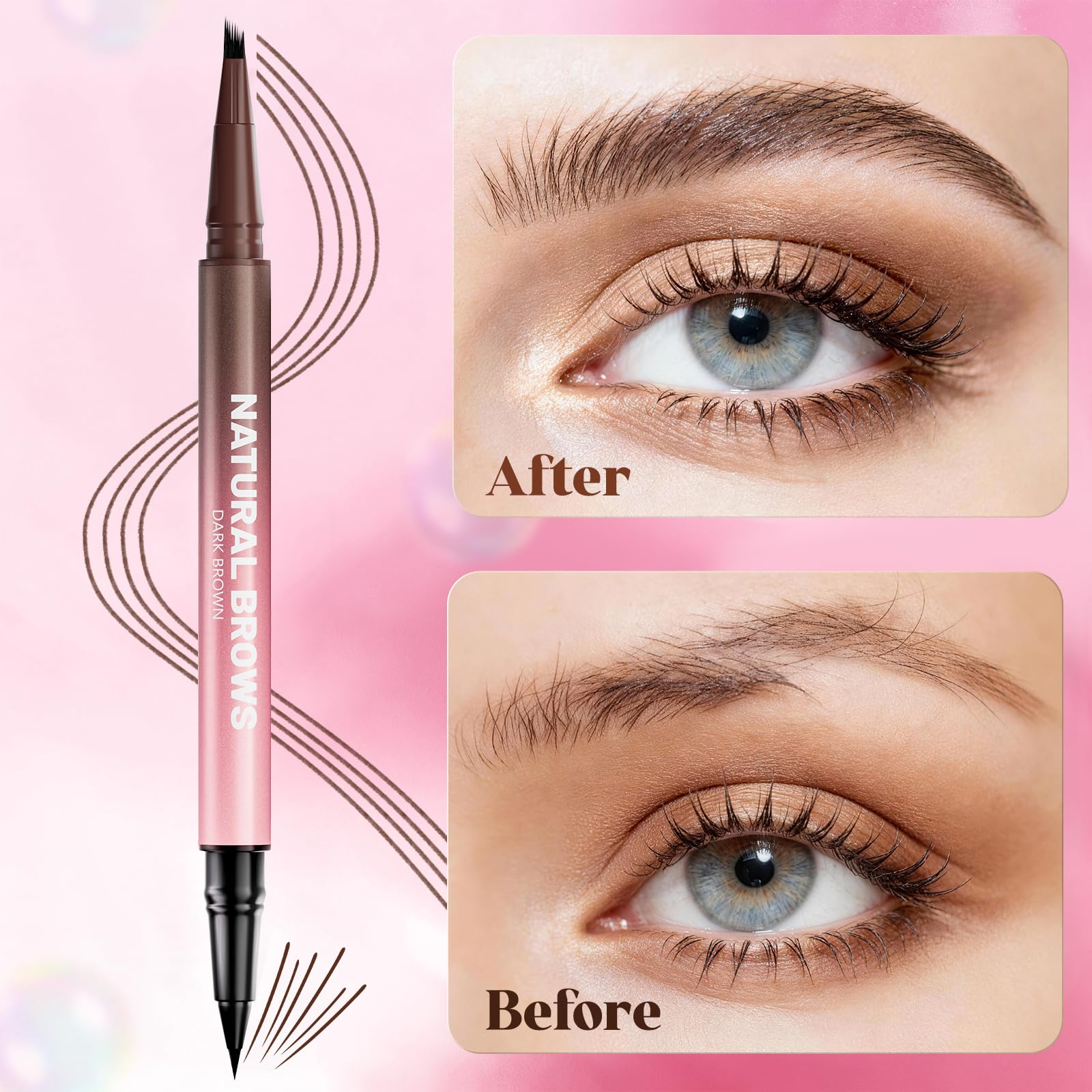 Vivitan microblading eyebrow pencil dark brown shade for deep, natural color.