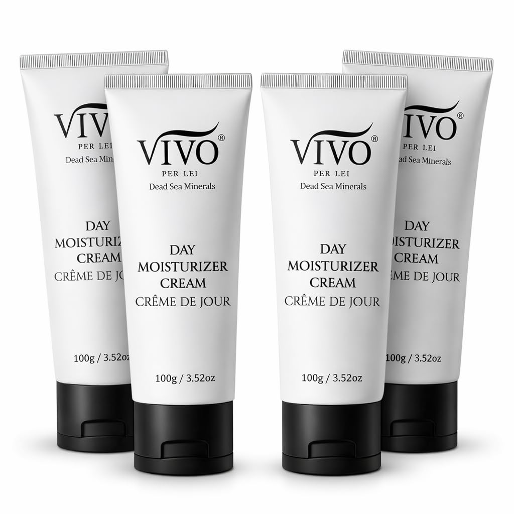 Vivo Per Lei Dead Sea Day Cream bottle close-up showing hydration benefits.