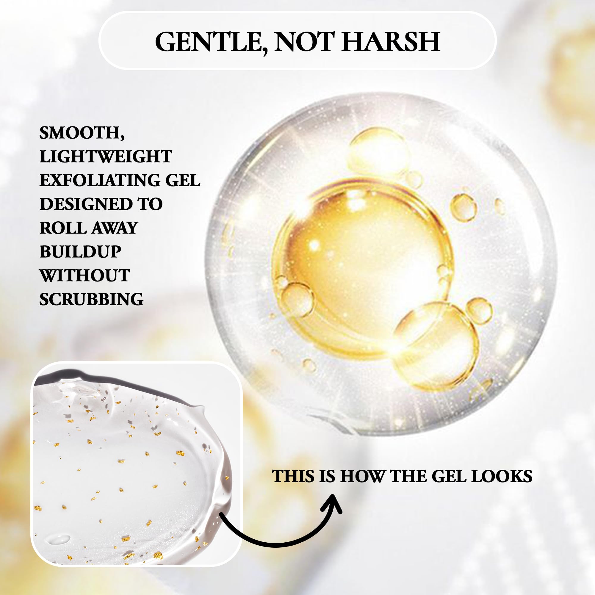 Ultra-fine nut shell powder and Dead Sea salt exfoliate gently.