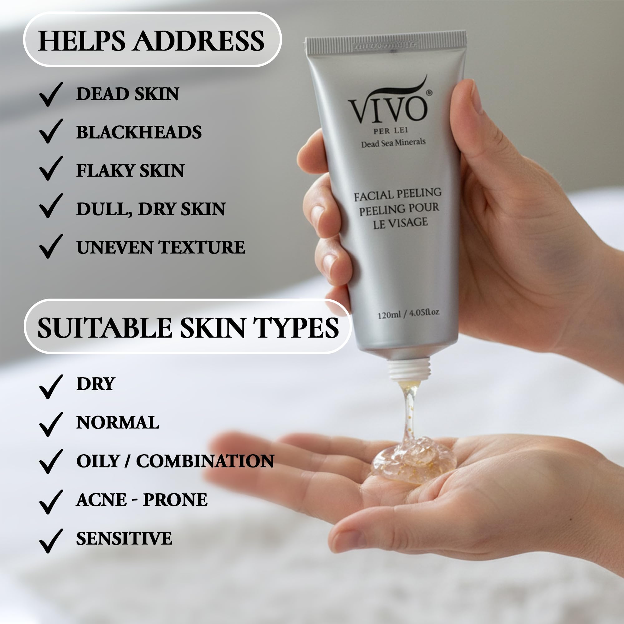 Hydrating base helps comfort for sensitive and mature skin.
