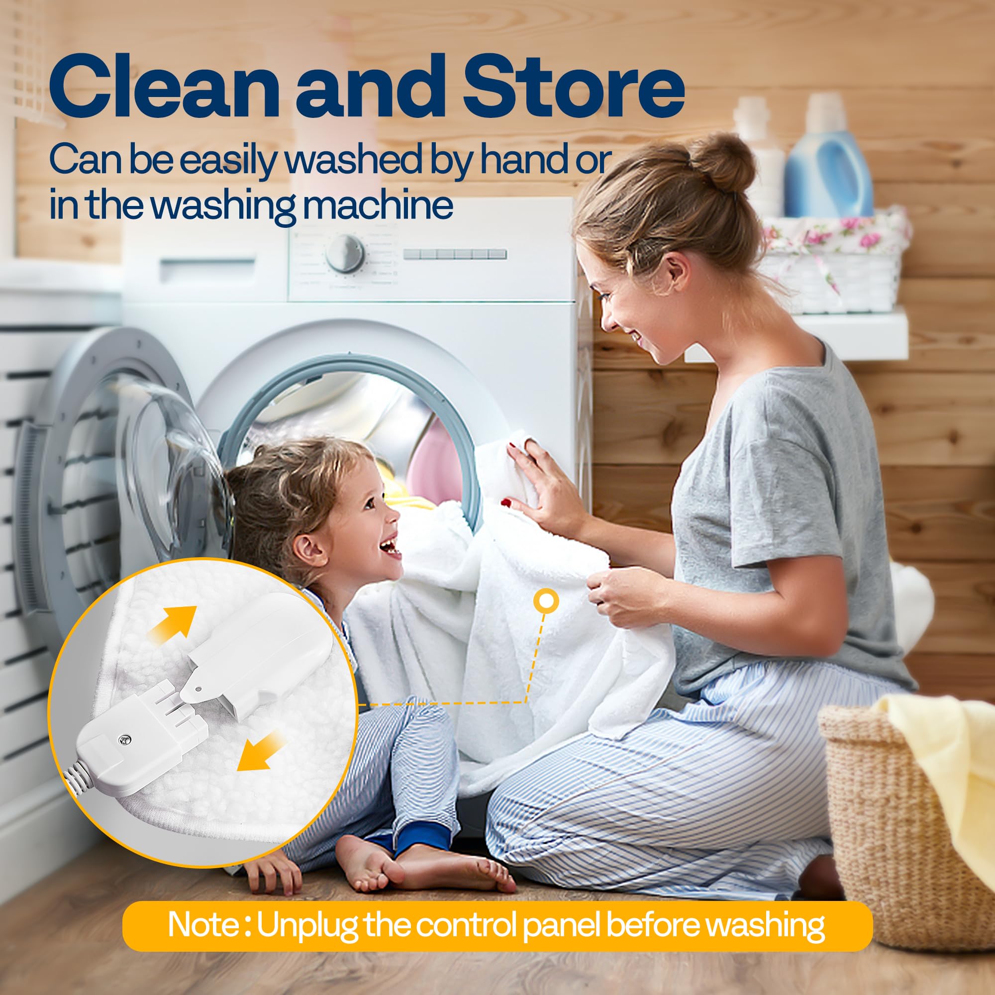 VIVOHOME detachable connector for safe washing by hand or machine
