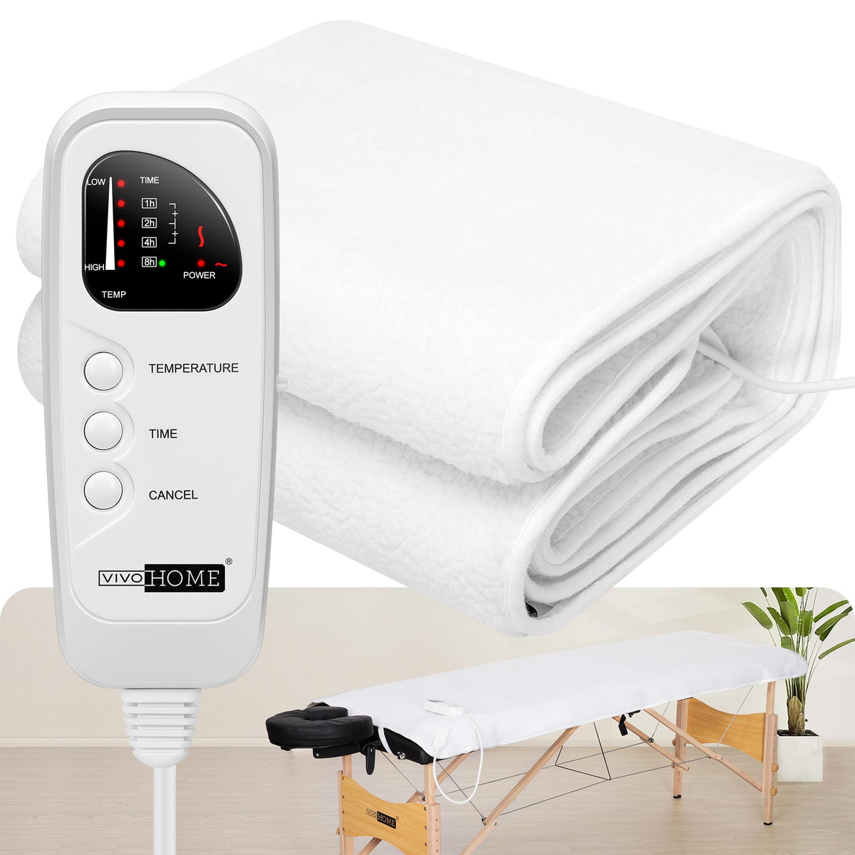 VIVOHOME massage table warmer front view with plush surface for spa-like comfort