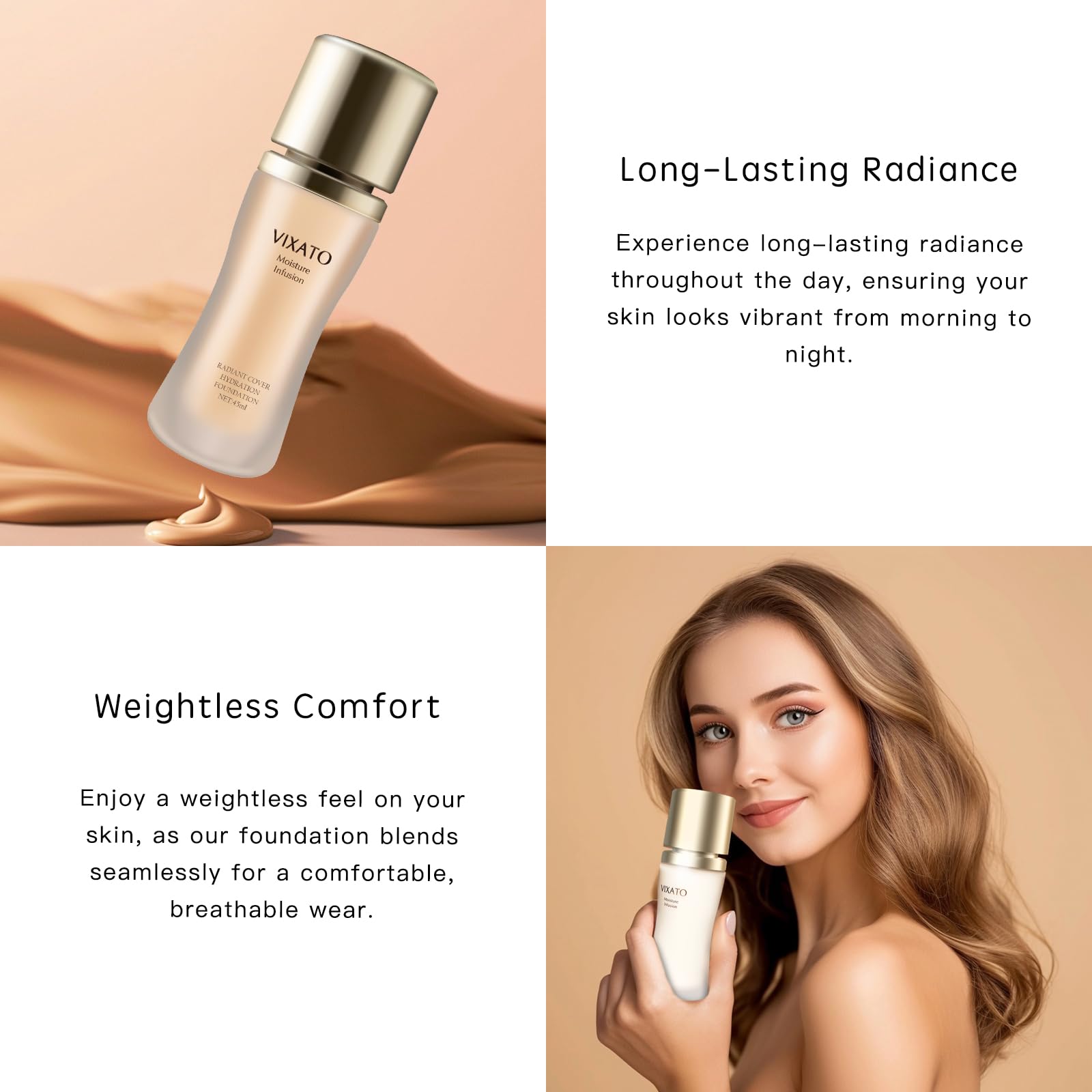VIXATO Foundation Concealer shade range highlights adaptable tones for light to deep skin.