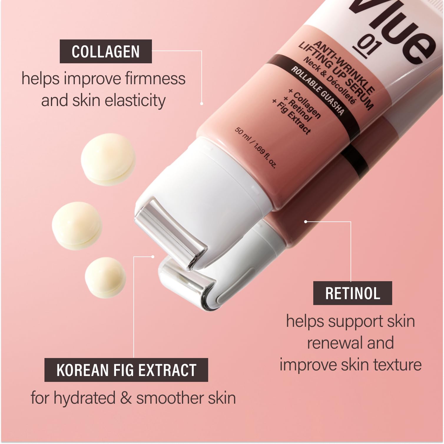 VLUE neck-decollete close-up shows smoother texture with use.