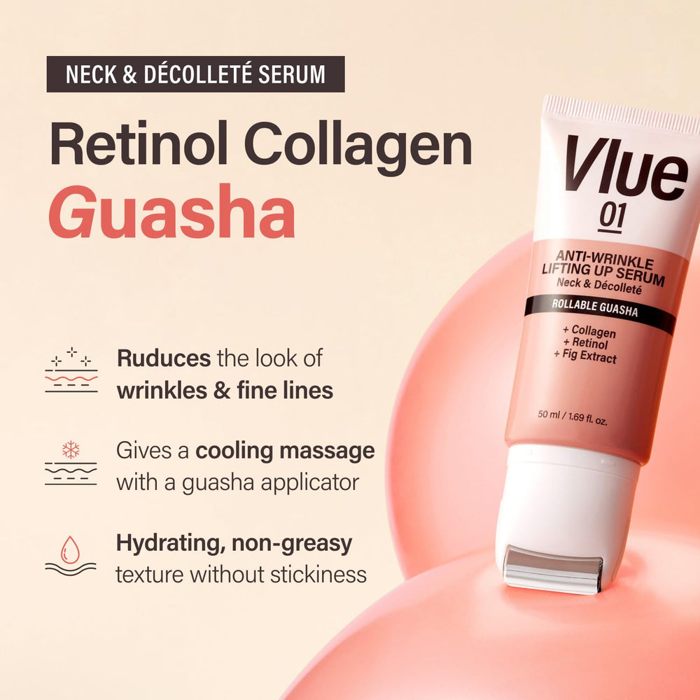 VLUE Guasha massager applicator enables targeted firming and absorption.