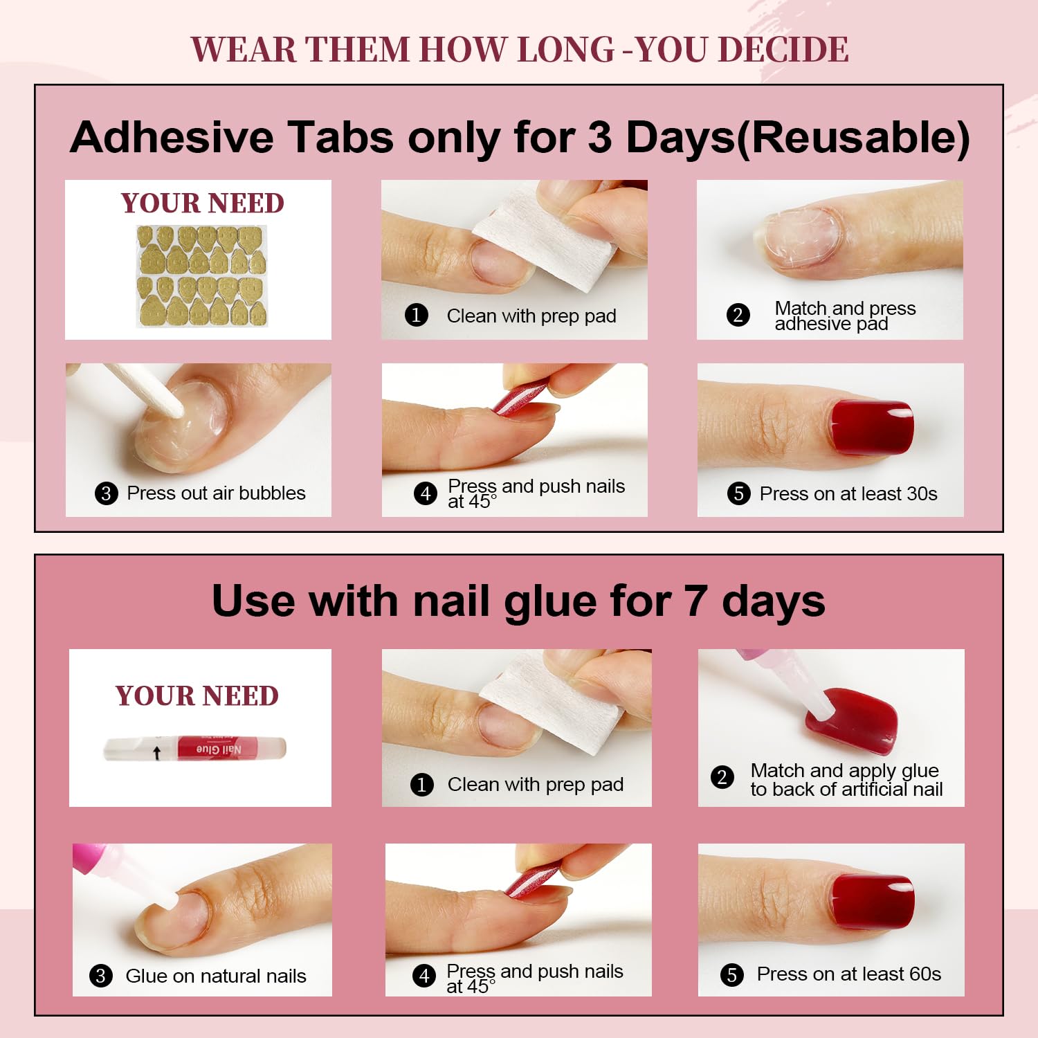 Vneffabler cuticle stick included for precise nail prep and clean application.