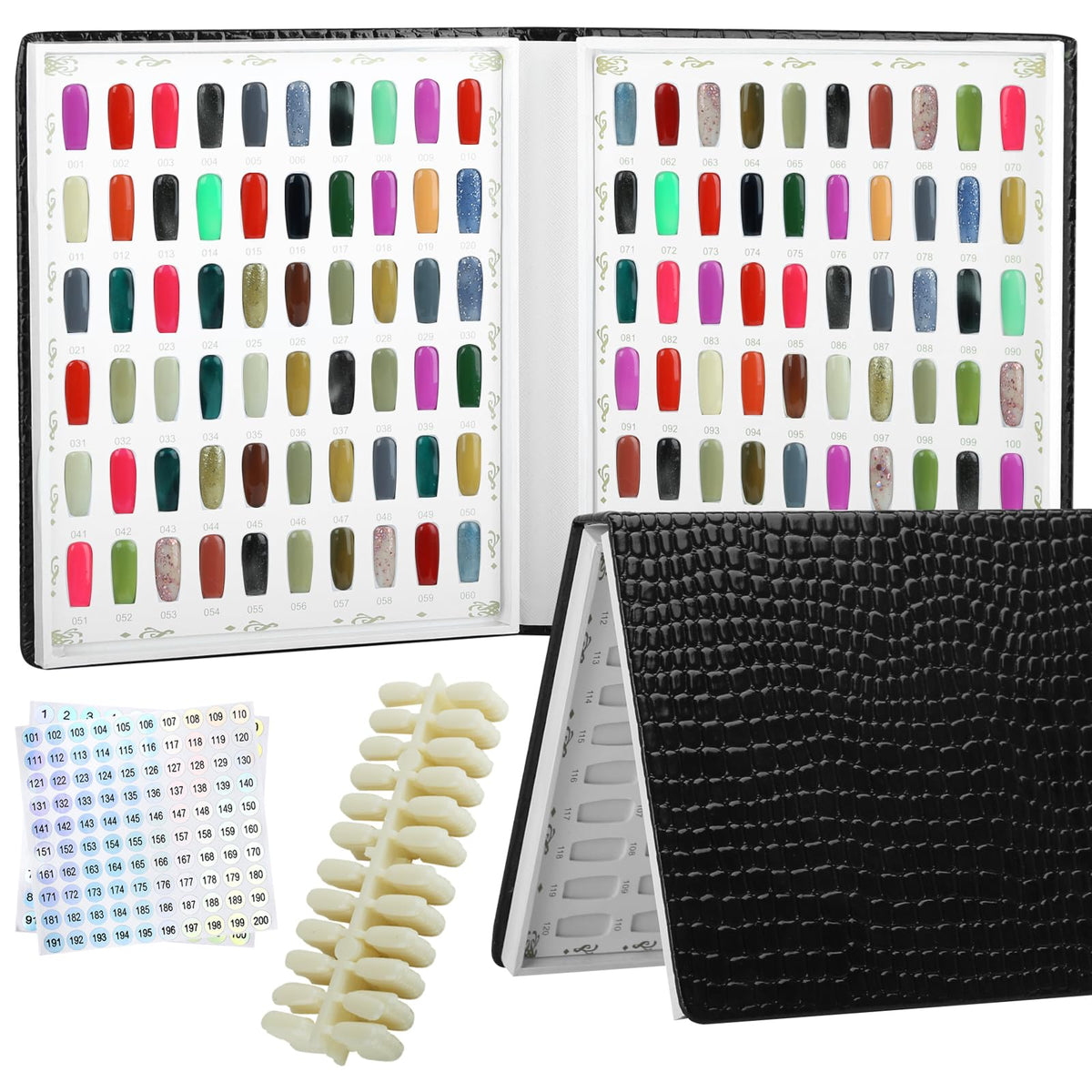 VNJAOI 120 Nail Color Chart Display Book cover in black for professional color display