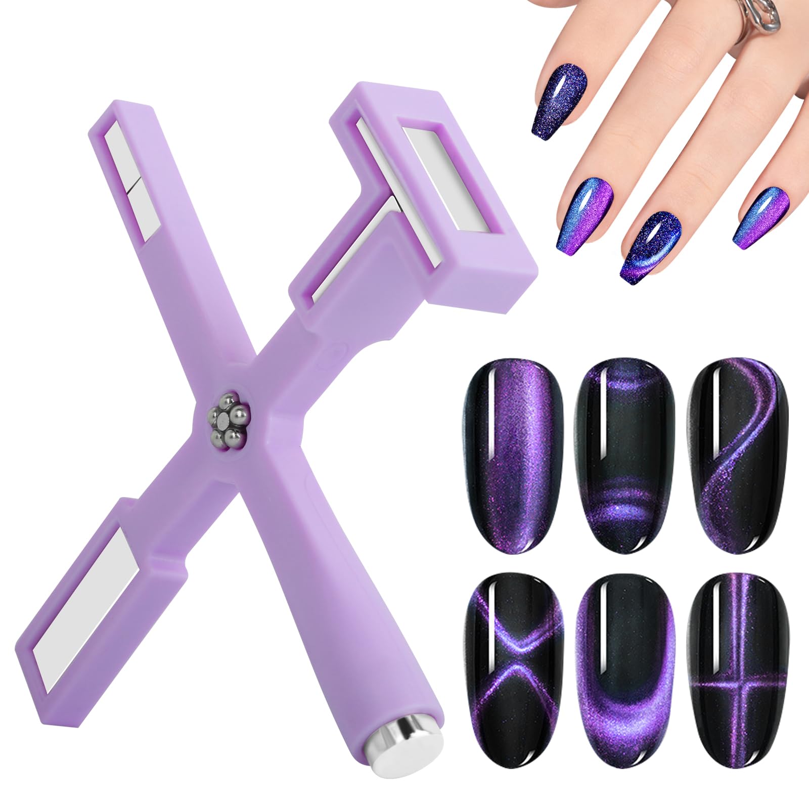 Vnjaoi cat eye magnet wand in purple for fast, dramatic nail art designs.