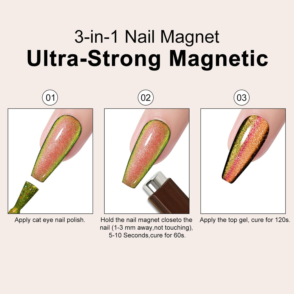 Vnjaoi cat-eye nail art in use demonstrates quick, salon-like effects.