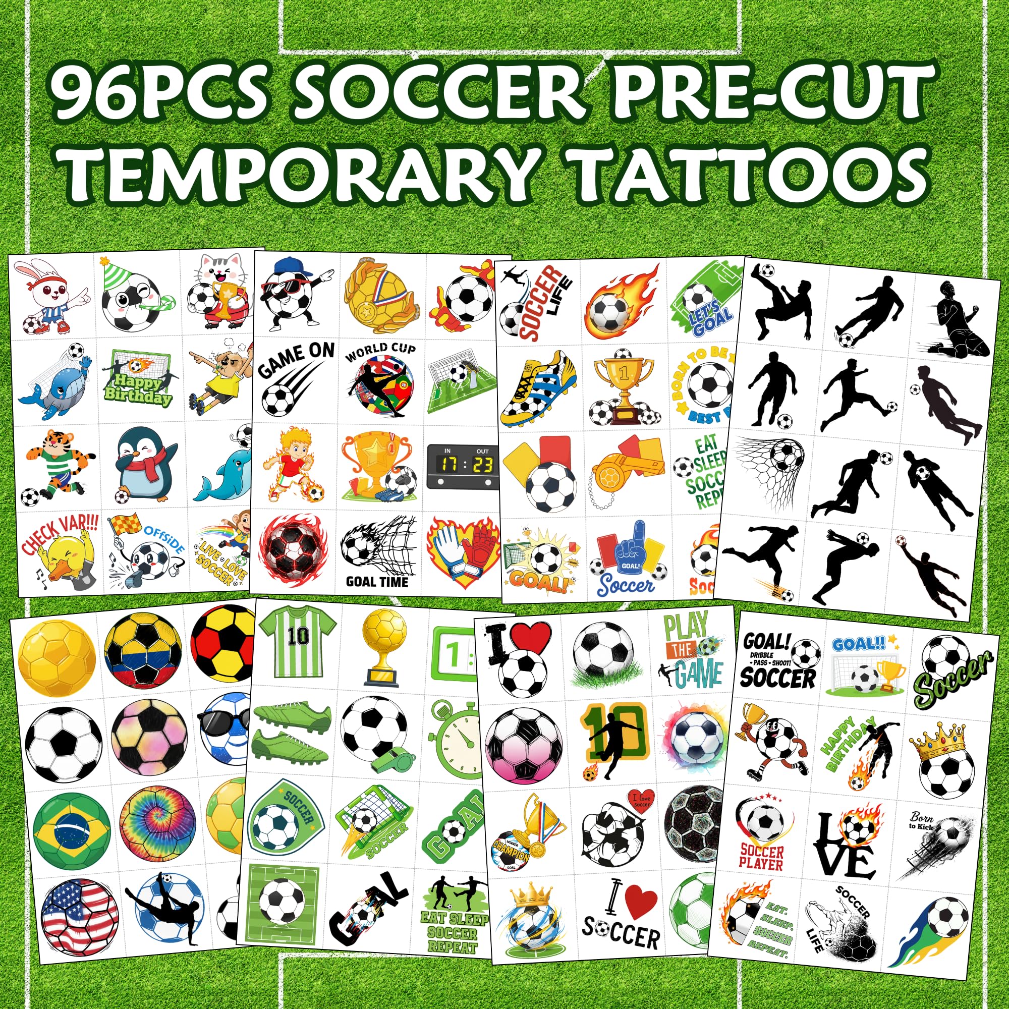 VNXCRAFTIES soccer tattoos ball icon designs are great for quick wear.