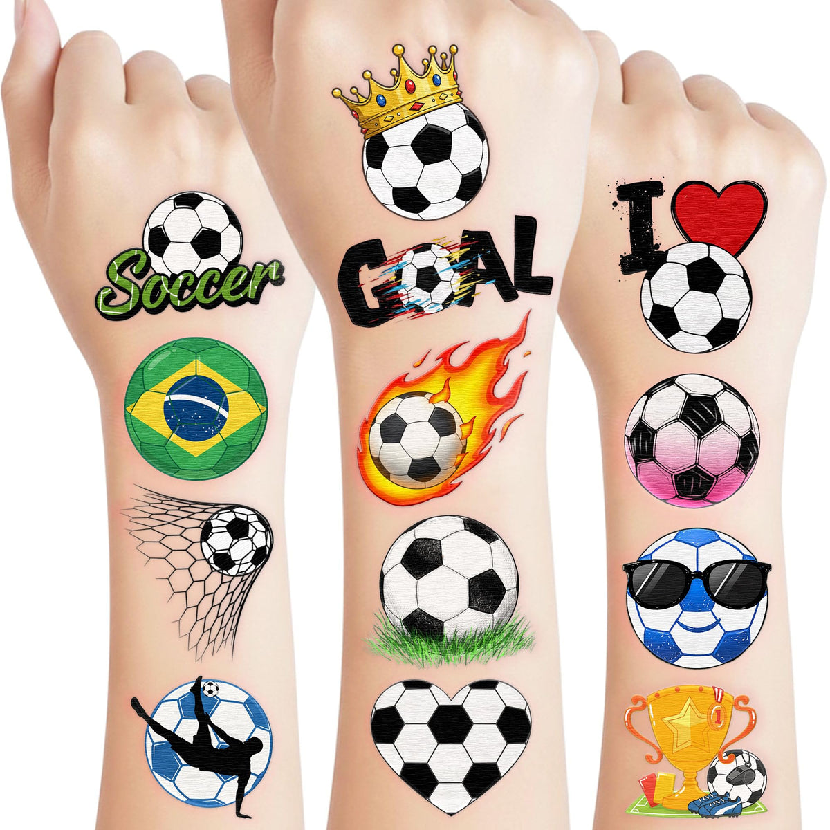 VNXCRAFTIES soccer tattoos design collection for vibrant party favors.