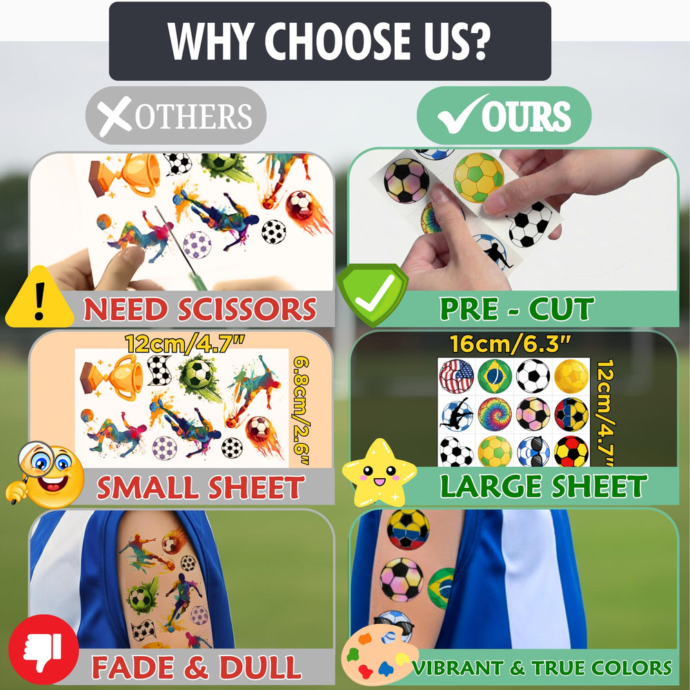 VNXCRAFTIES soccer tattoos goal symbol visuals add team spirit for kids.