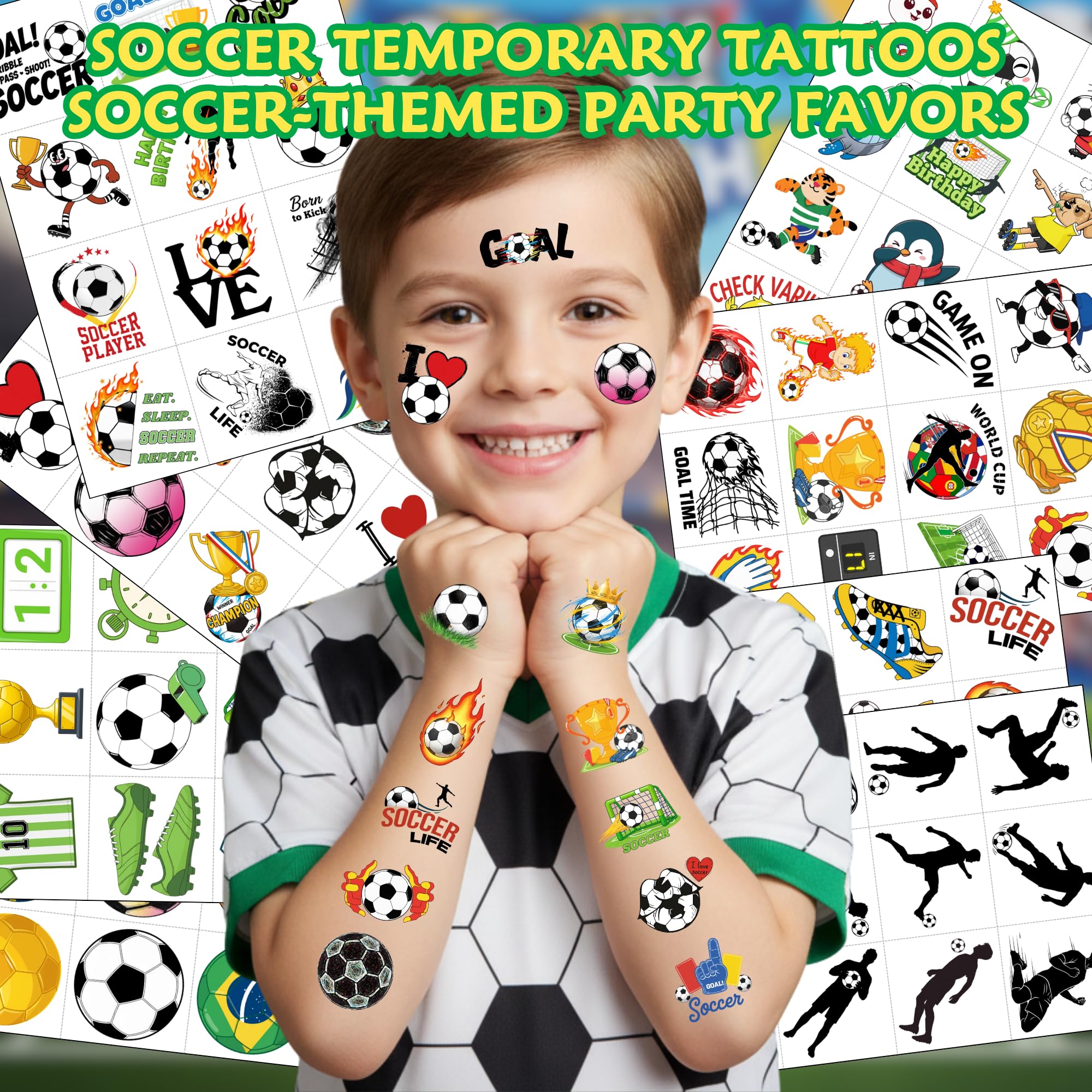 VNXCRAFTIES soccer tattoos with player action images ideal for game day celebrations.