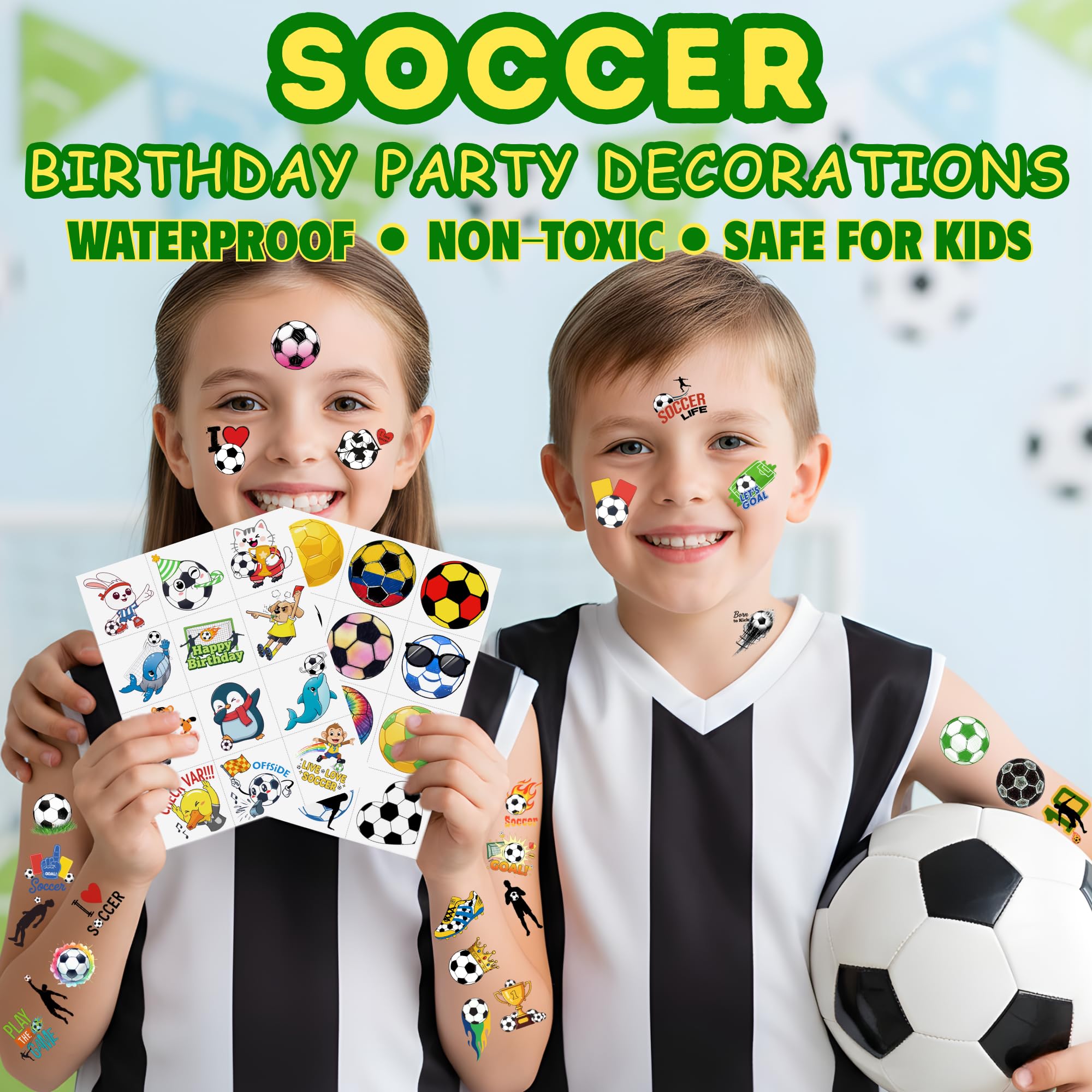 VNXCRAFTIES soccer tattoos water-activated designs enable easy application.
