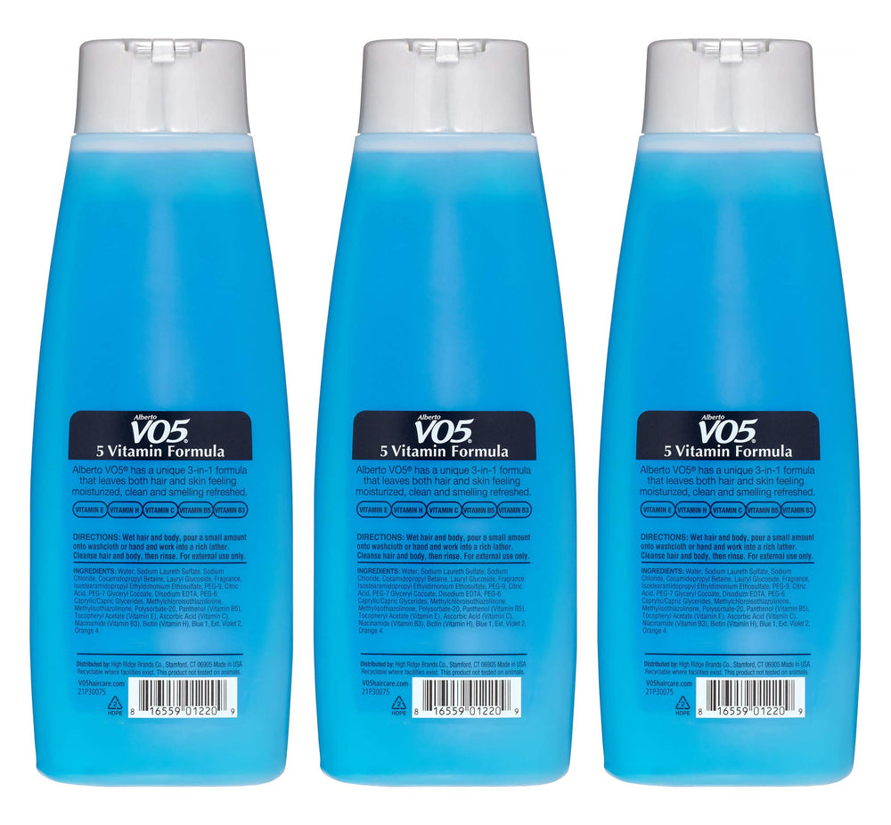 VO5 Men's 3-in-1 Ocean Surge bottle side showing all-in-one formula