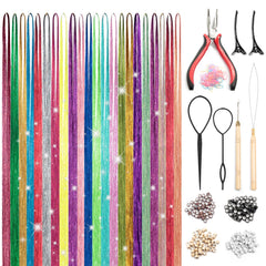 VOBJIKAZE Hair Tinsel Kit with 18 color shades for versatile party-ready looks