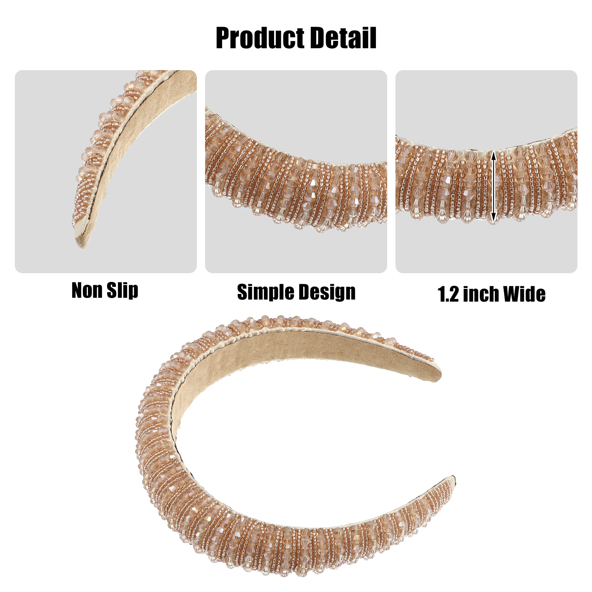 VOCOSTE Crystal Headband side view shows sturdy construction for secure wear and fit.