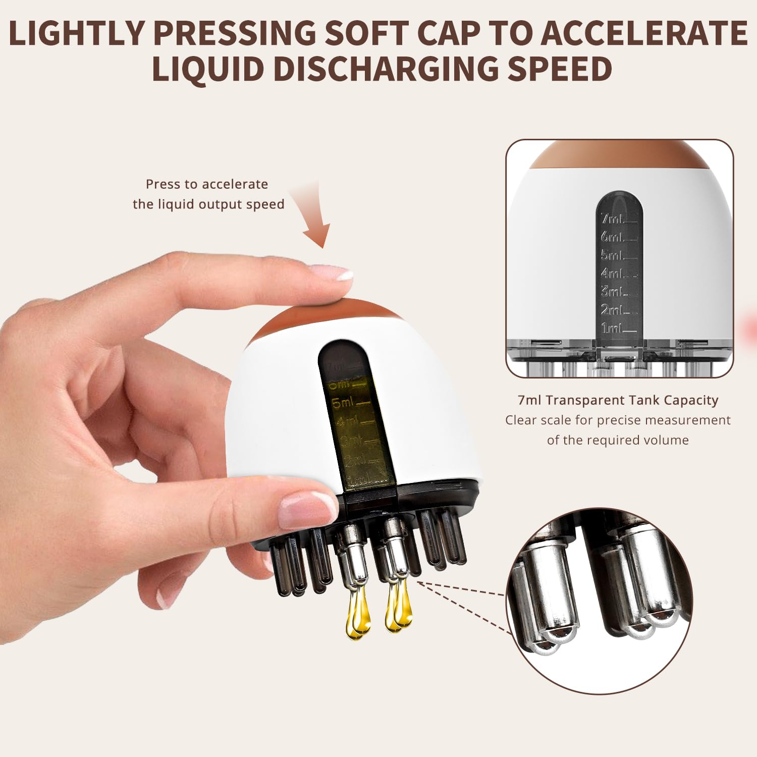 VODOZAVA Minoxidil Applicator clear liquid tank shows dosage at a glance.