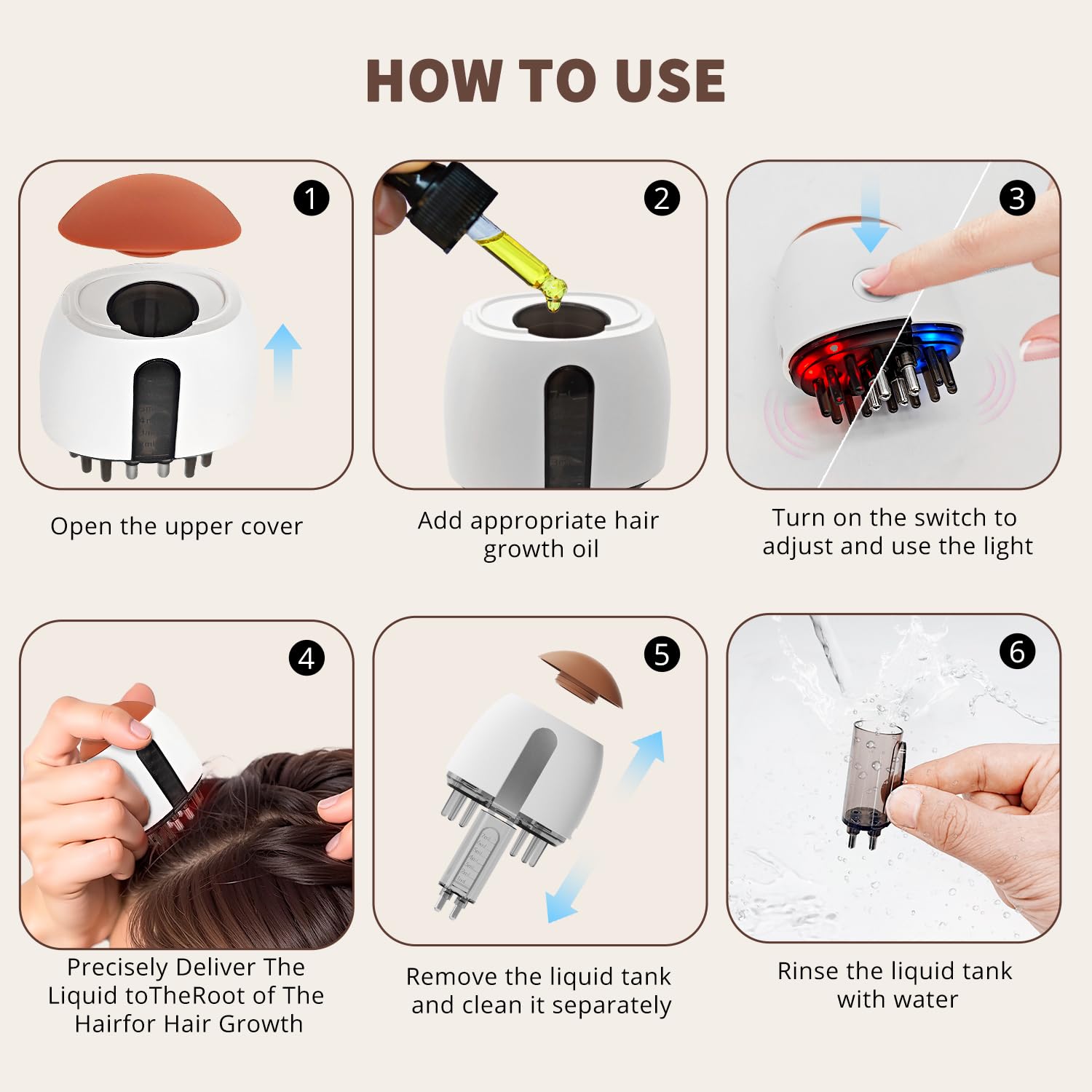 VODOZAVA Minoxidil Applicator massage action helps relax the scalp during use.