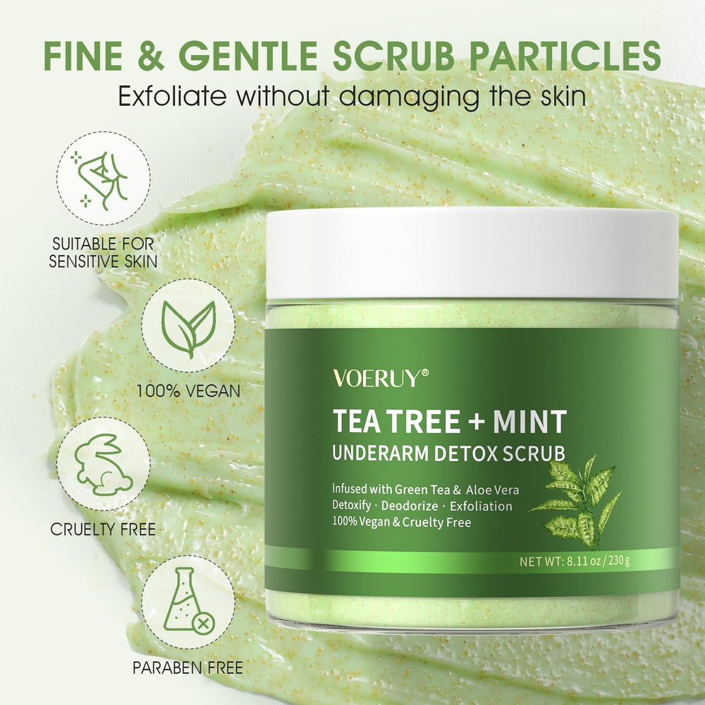 VOERUY multi-use body scrub ready for arms or legs exfoliation