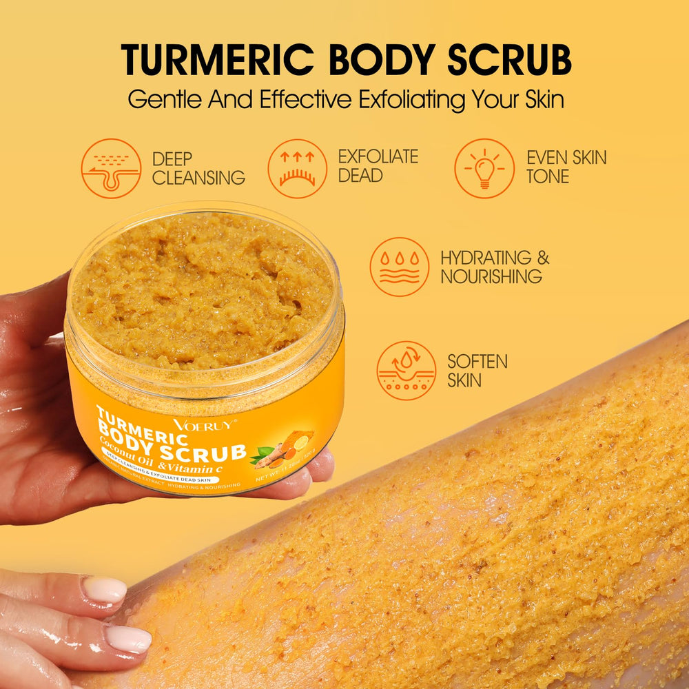 VOERUY coconut oil droplets enrich the scrub texture