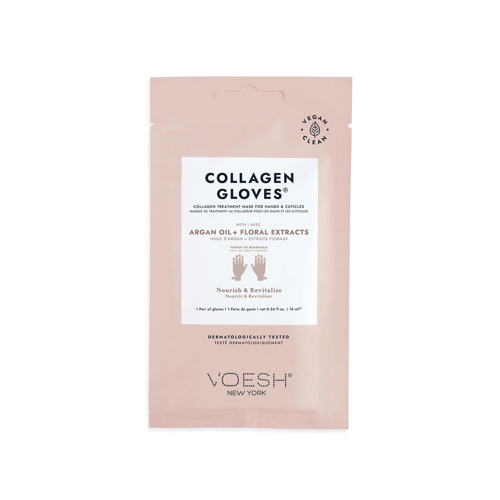 VOESH Collagen Gloves worn on hands showing smooth, hydrated skin.