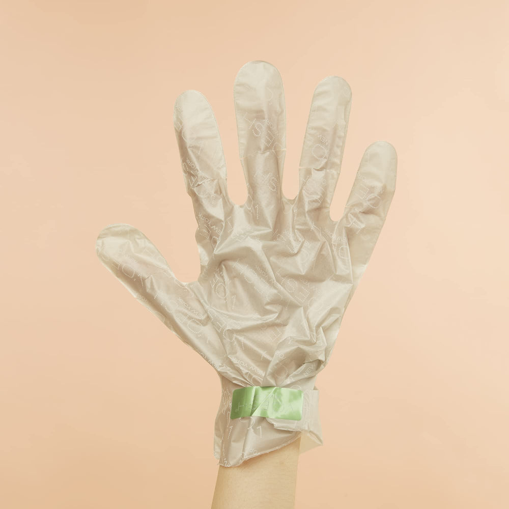 VOESH Collagen Gloves open pack with gloves ready for use.