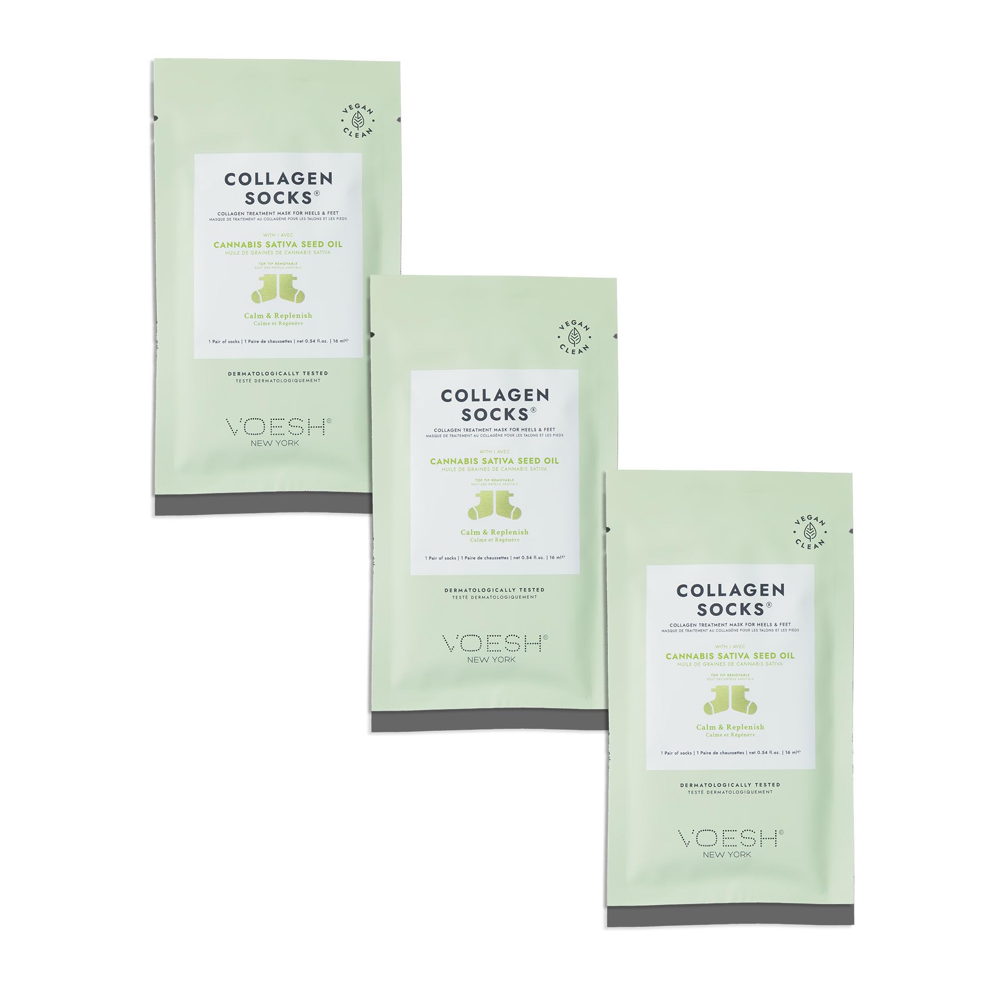 VOESH Collagen Socks packaging for vegan spa treatment and indulgent foot care.