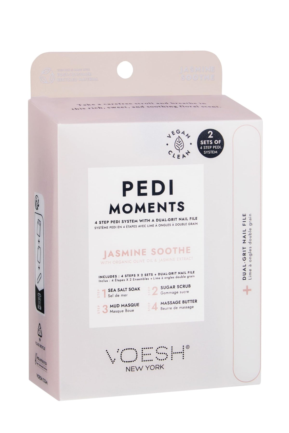 VOESH Pedi Moments 4-step box for at-home spa pedicure convenience.