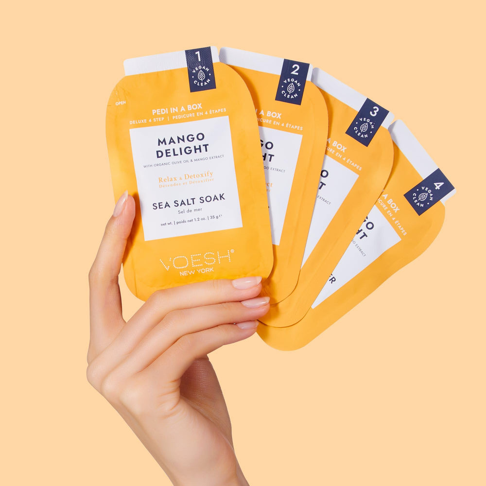 Dual-grit nail file smooths nails for a professional finish.
