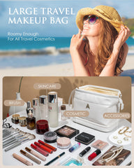 Vogewood double-layer makeup bag with top opening for quick access.
