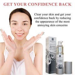 Voibella Beauty blemish spot serum texture swatch shows lightweight, fast-absorbing formula.