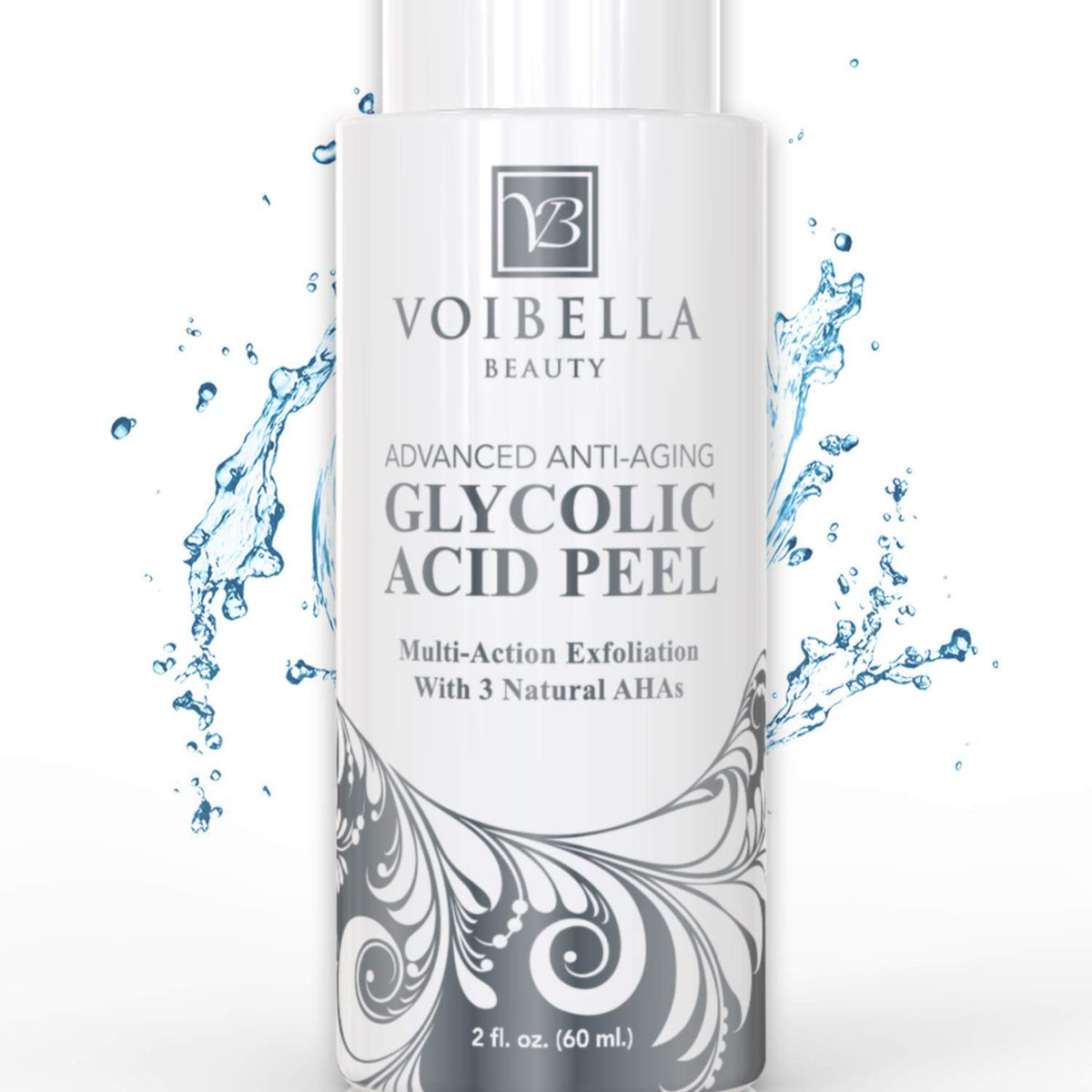 VOIBELLA BEAUTY Glycolic Peel bottle hints at smoother skin texture and glow.