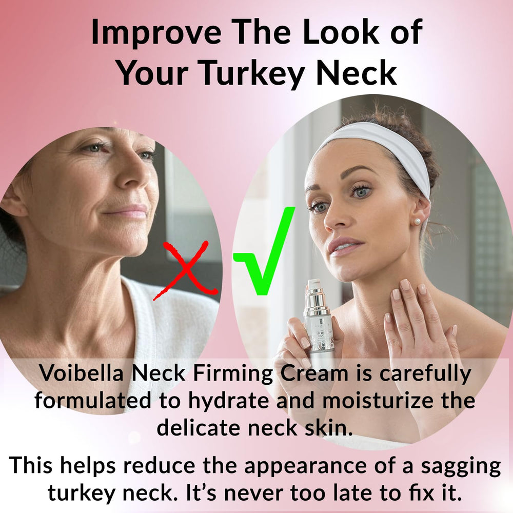 VOIBELLA BEAUTY Neck Crepey Skin close-up showing hydration boost.