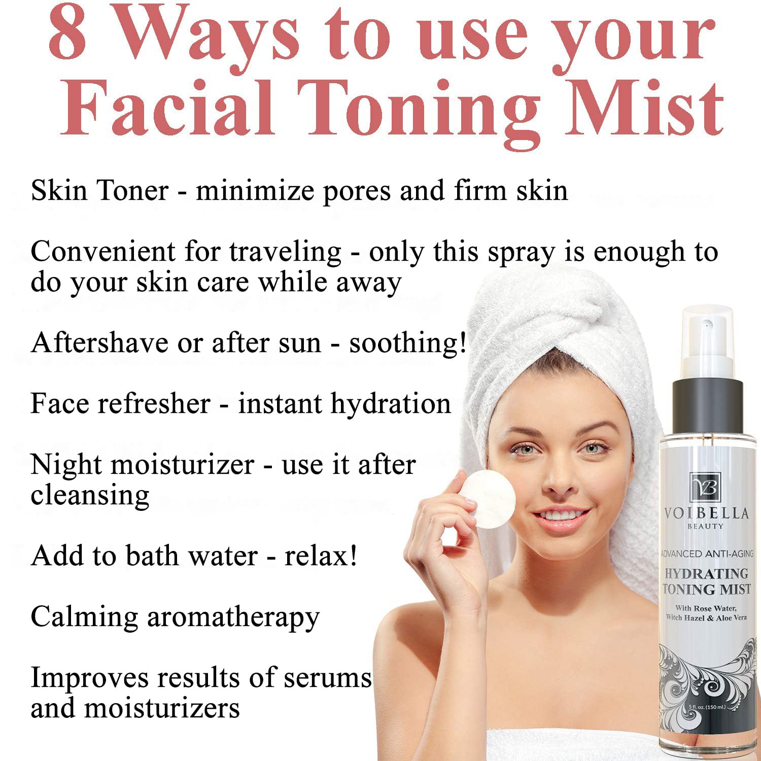 VOIBELLA BEAUTY toner travel packaging ideal for on-the-go refresh.