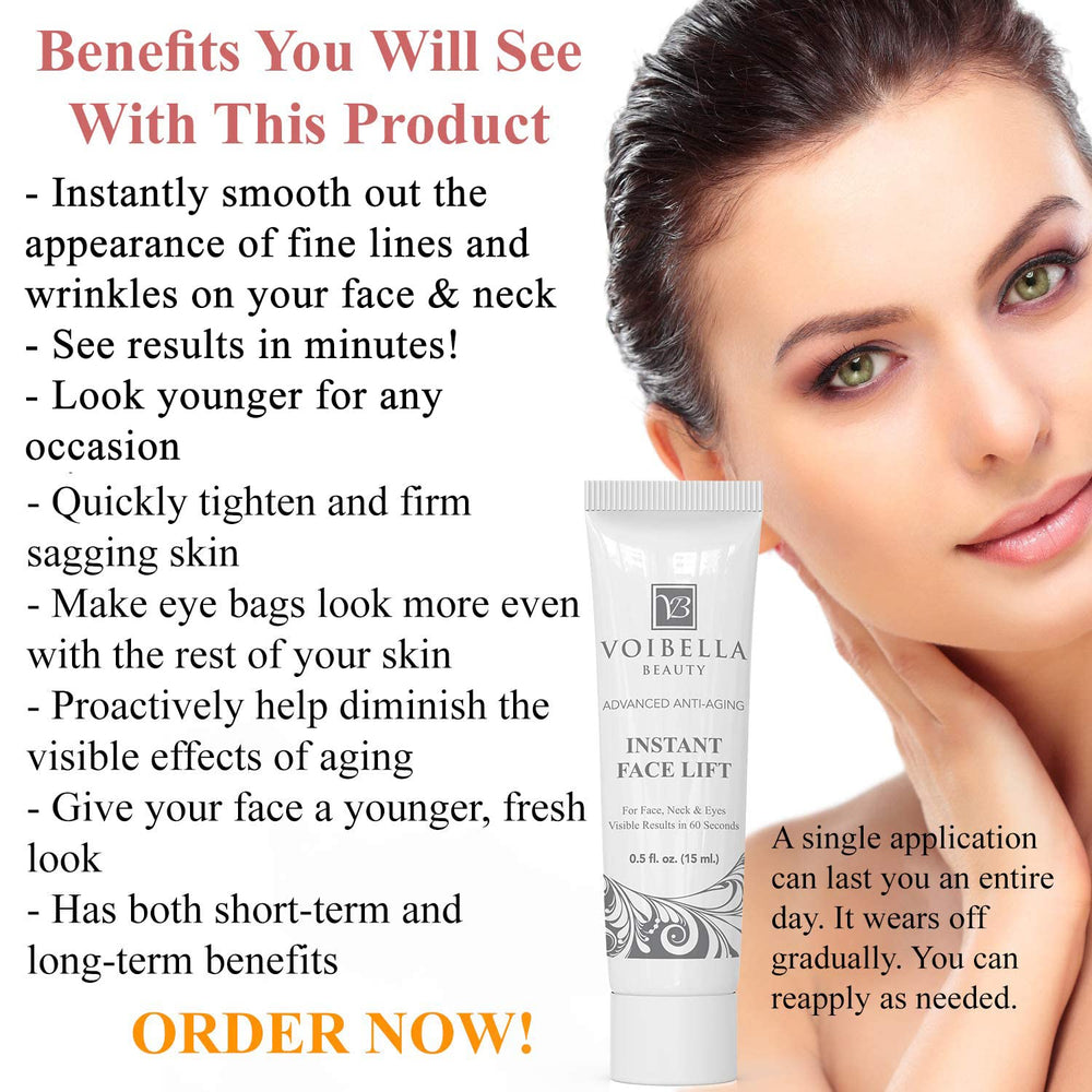 Voibella cream applied to fine lines for a quick lift