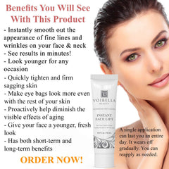 Voibella cream applied to fine lines for a quick lift