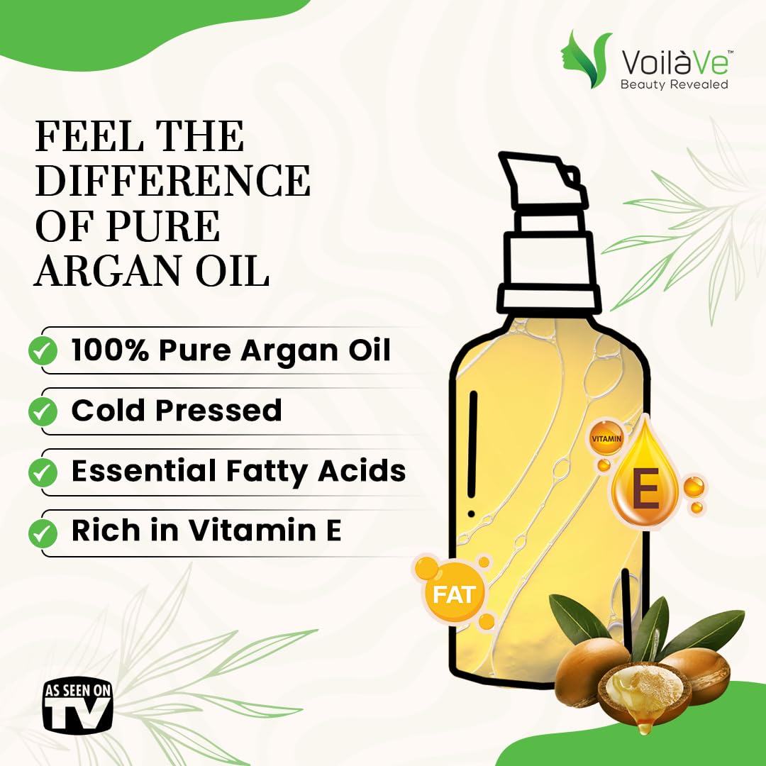 VoilaVe Argan oil in amber glass preserves freshness and purity.