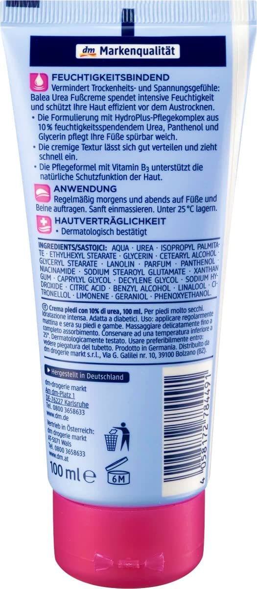 Volans Balea Urea Foot Cream application shot highlighting quick absorption.