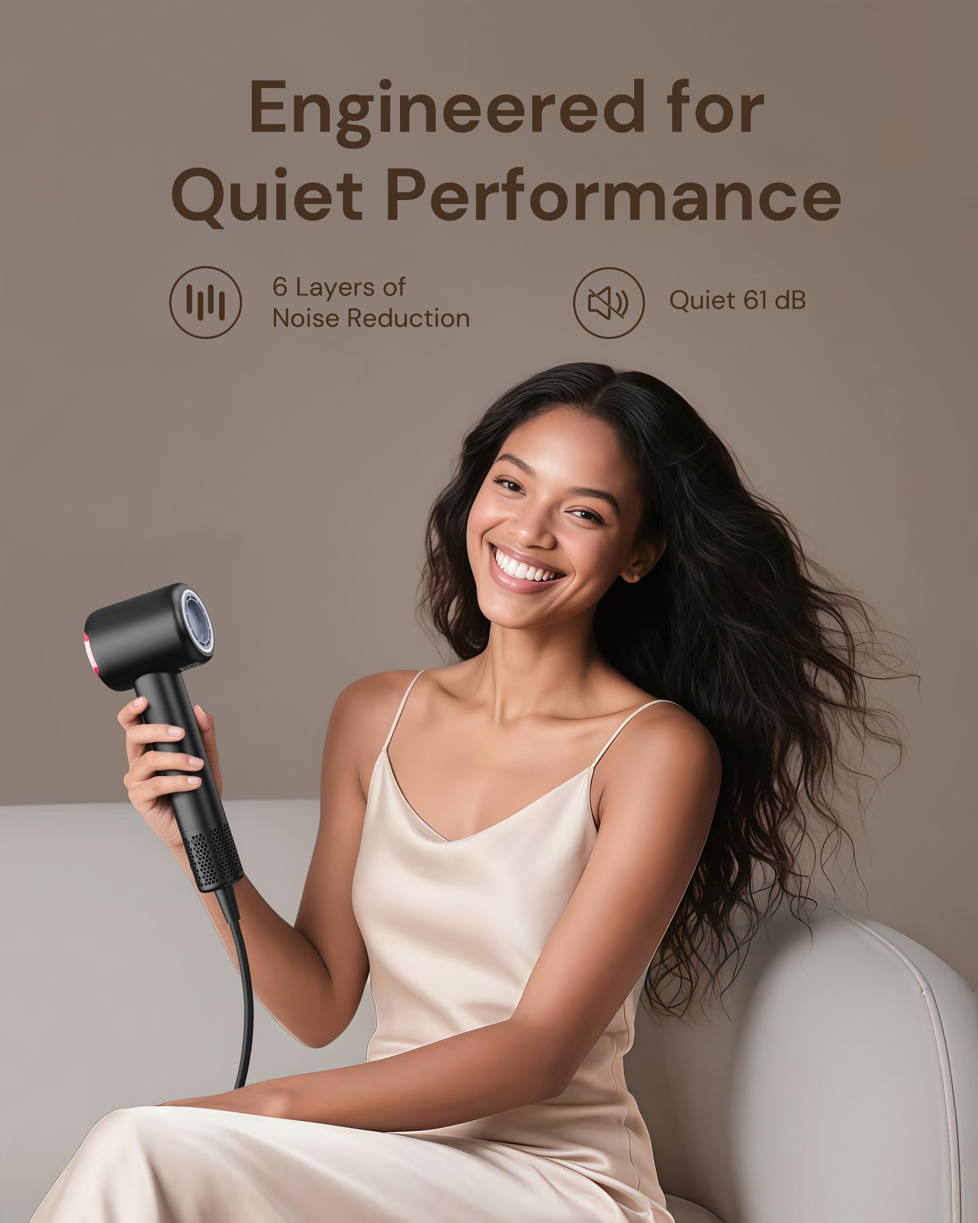 Volgtia quiet, lightweight dryer with a 6.5 ft cord and 65 dB operation