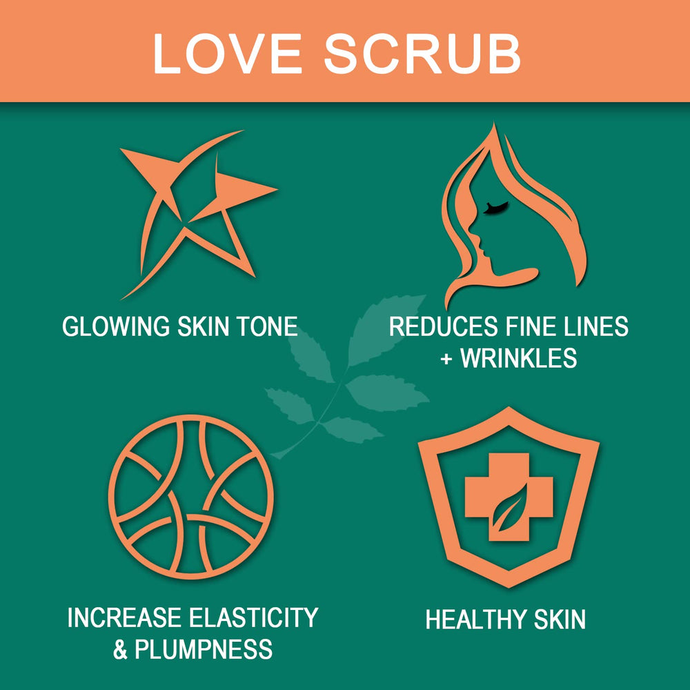 Volim Love Scrub application close-up demonstrates easy weekly use.