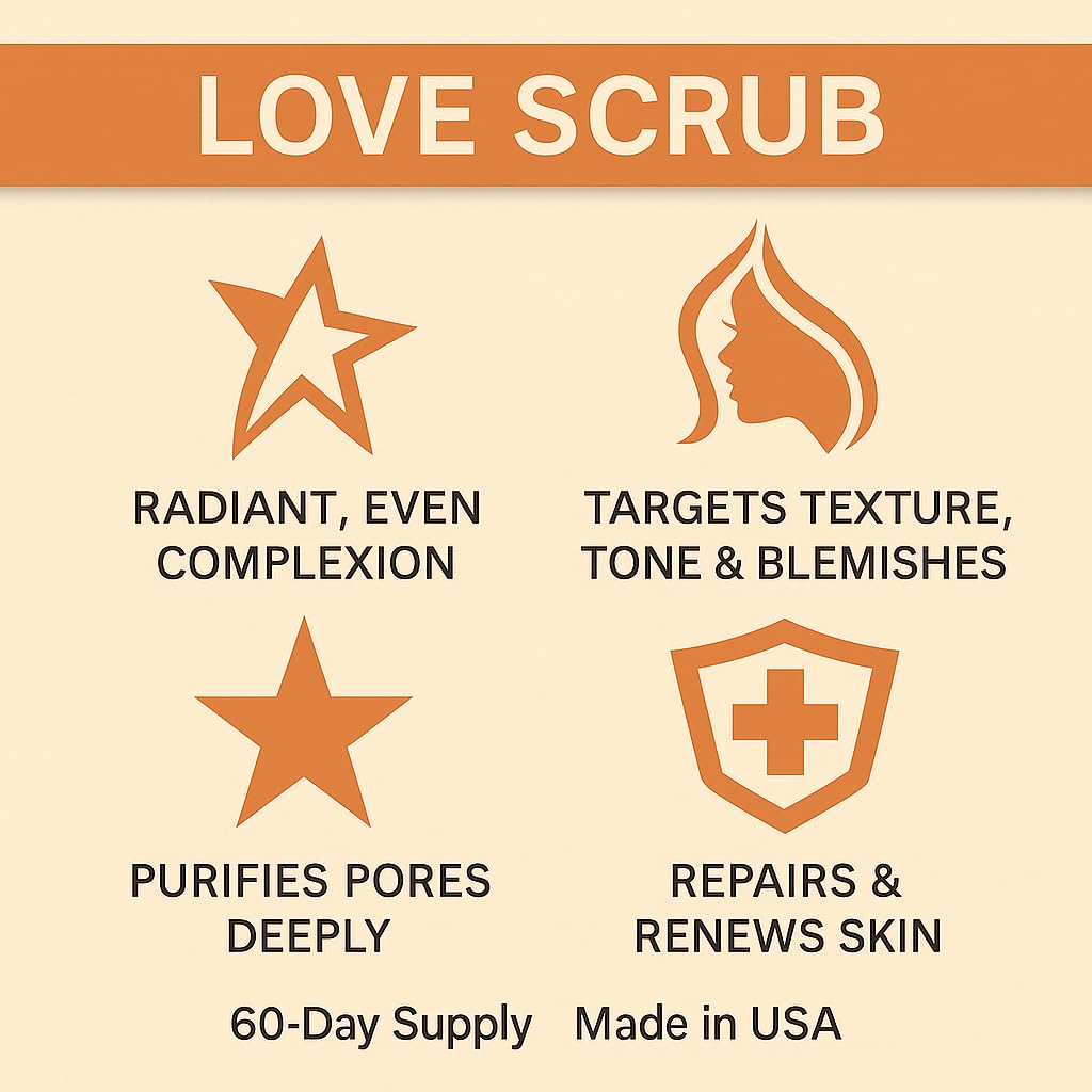 Volim Love Scrub deep-clean pores close-up suggests thorough cleansing.